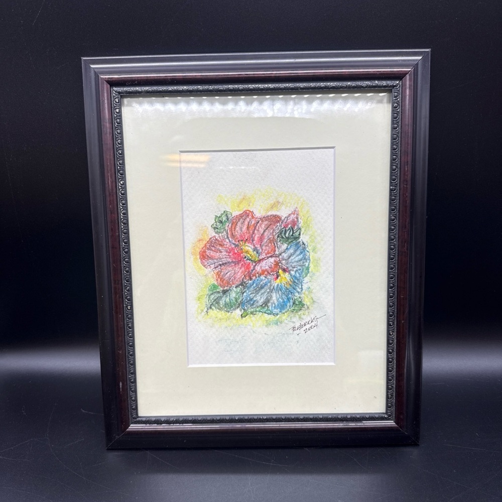 Framed Original Watercolor Painting Floral Bouquet Signed Frederick’s 2004